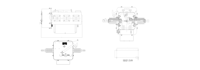 LW16-12 primary and secondary fusion pole complete circuit breaker installation outline drawing